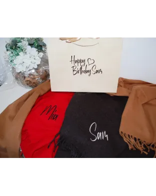 Personalised Ladies Classic Woven Scarf, Embroidered Scarf, Luxury Soft Touch Yarn, Perfect Mothers Day, Birthday, Christmas Gift, Optional Gift Bag