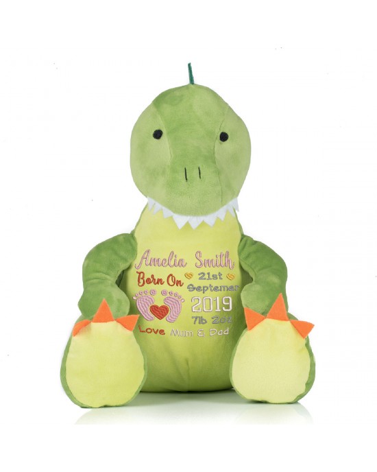 Personalised embroidered New Born Gift Soft toy Dinosaur