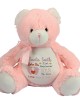 Personalised Embroidered Born On  newborn gift Large 40cm Teddy Pink & blue Bear.