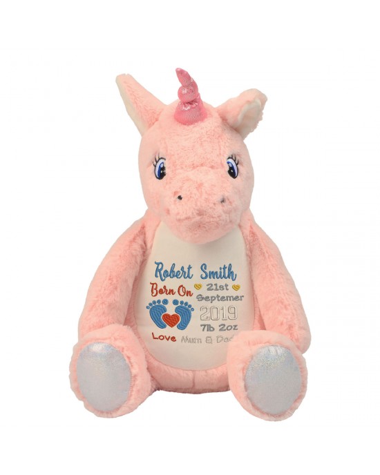 Personalised I Love you Gift Embroidered Soft toy Unicorn