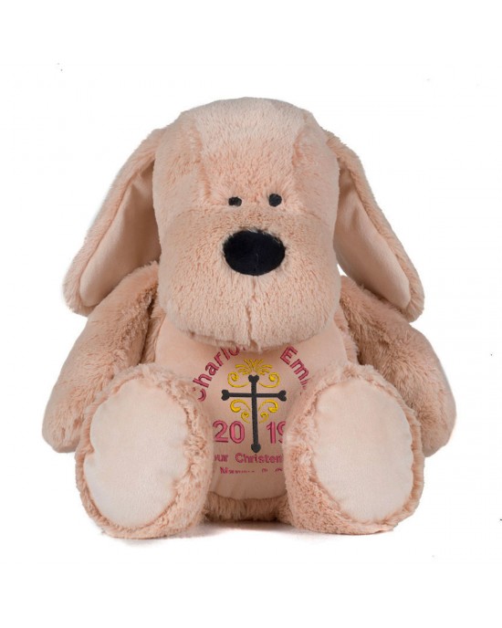 Personalised Embroidered Christening Gift Cuddly Large Cute Dog