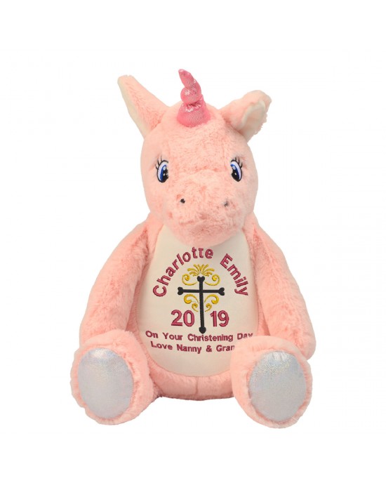 Personalised Christening Gift Embroidered Unicorn Soft toy