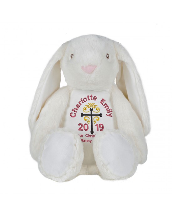 Personalised Christening Gift Embroidered Large Bunny Rabbit Cute Keep sake 