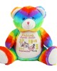 Personalised Embroidered New Born Gift Large Rainbow Teddy Bear