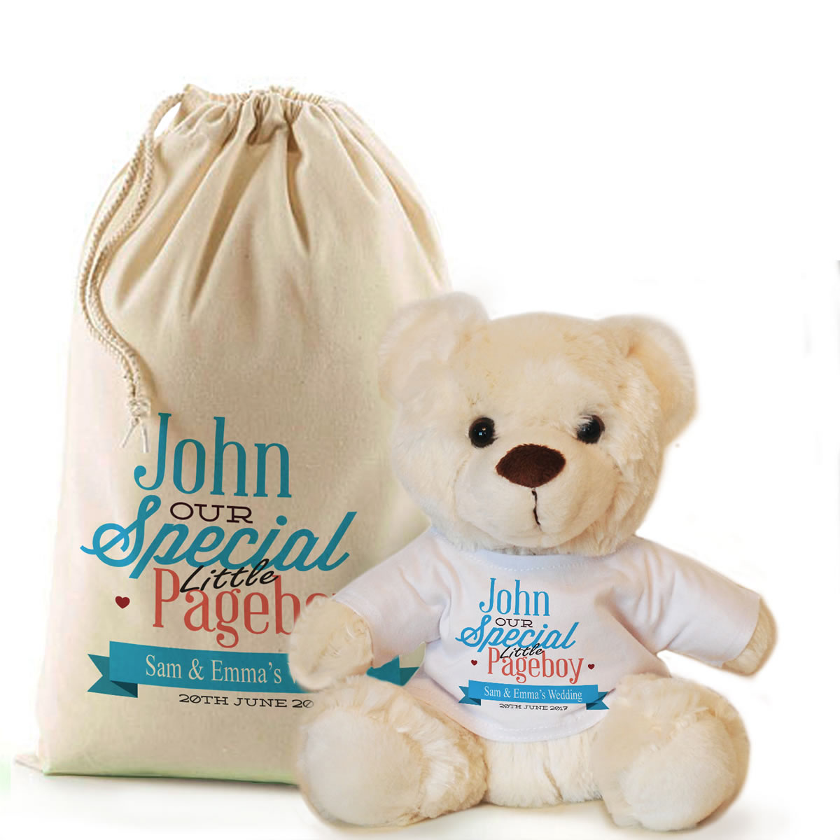 Ring Bearer Gift Personalised Teddy Bear /& Gift Bag Page Boy Thank you Gift