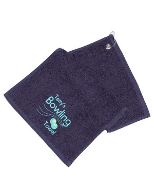 Embroidered Personalised Fishing Logo Towel With Hanging Clip