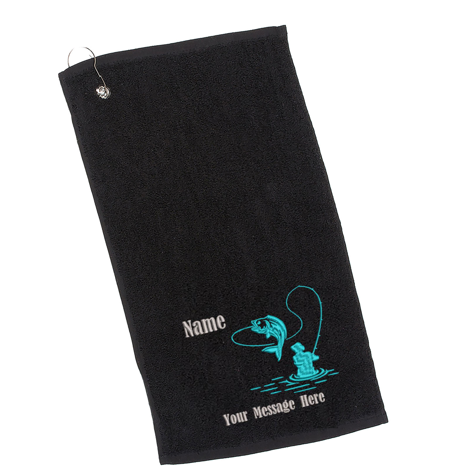 Embroidered Personalised Cotton Fishing Towel, Fishing Accessories Gifts  For Him
