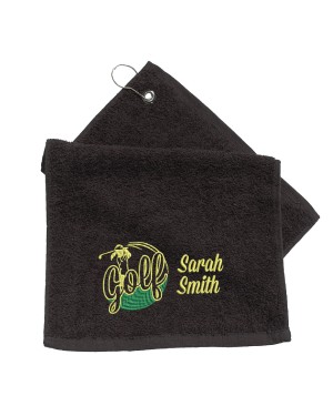Personalised Golf Towel Ladies. Cotton Towel Lady Golfer Design Gift, Embroidered Towel Personalised Golf Towel Ladies. Cotton Towel Lady Golfer Design Gift, Embroidered Towel