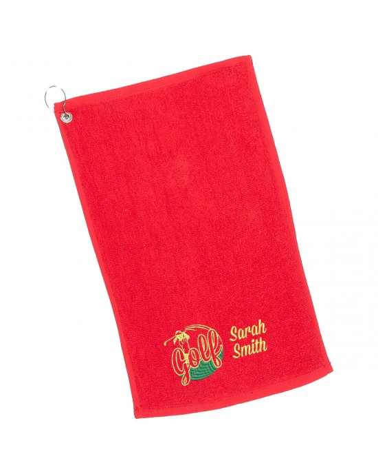 Personalised Golf Towel Ladies. Cotton Towel Lady Golfer Design Gift, Embroidered Towel