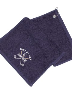 Golf Towel Personalised. Cotton Sports Towel Embroidered with Crossed Golf Clubs design.