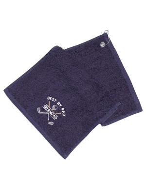 Golf Towel Personalised. Cotton Sports Towel Embroidered with Crossed Golf Clubs design.