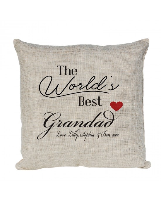 Personalised Linen cushion Personalised Worlds Best Cushion