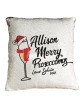 Personalised Preseccomas Christmas Cushion. Sequin reveal cushion. Great fun gift for Presecco lovers..