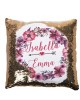 Personalised Sequin Glitter Cushion. Very Pretty Floral Design In purples. For Best friends or lovers...