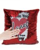 Personalised Colourful I Love You Heart Cushion. Sequin reveal cushion. Perfect gift for Romantic surprises.