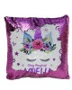 Personalised Stay Magical Unicorn Christmas Cushion. Sequin reveal cushion. Perfect gift for little girls.