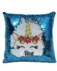 Personalised Unicorn Christmas Cushion. Sequin reveal cushion. Perfect gift for little girls.