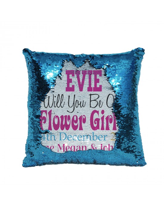 Personalised Will you Be My .... Sequin Reveal Cushion. Wedding Favour