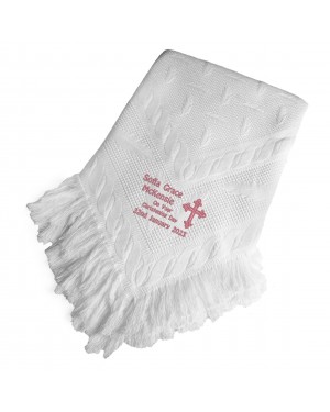 Personalised Baby Christening  Shawl, Blanket, Beautifully Embroidered Cross Design Personalised Baby Christening  Shawl, Blanket, Beautifully Embroidered Cross Design