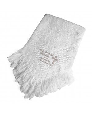 Personalised Baby Christening  Shawl, Blanket, Beautifully Embroidered Cross Design Personalised Baby Christening  Shawl, Blanket, Beautifully Embroidered Cross Design