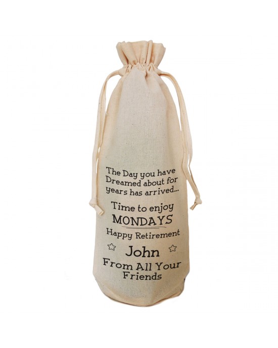 Personalised Retirement Gift Bottle Bag, Time To Start Living.