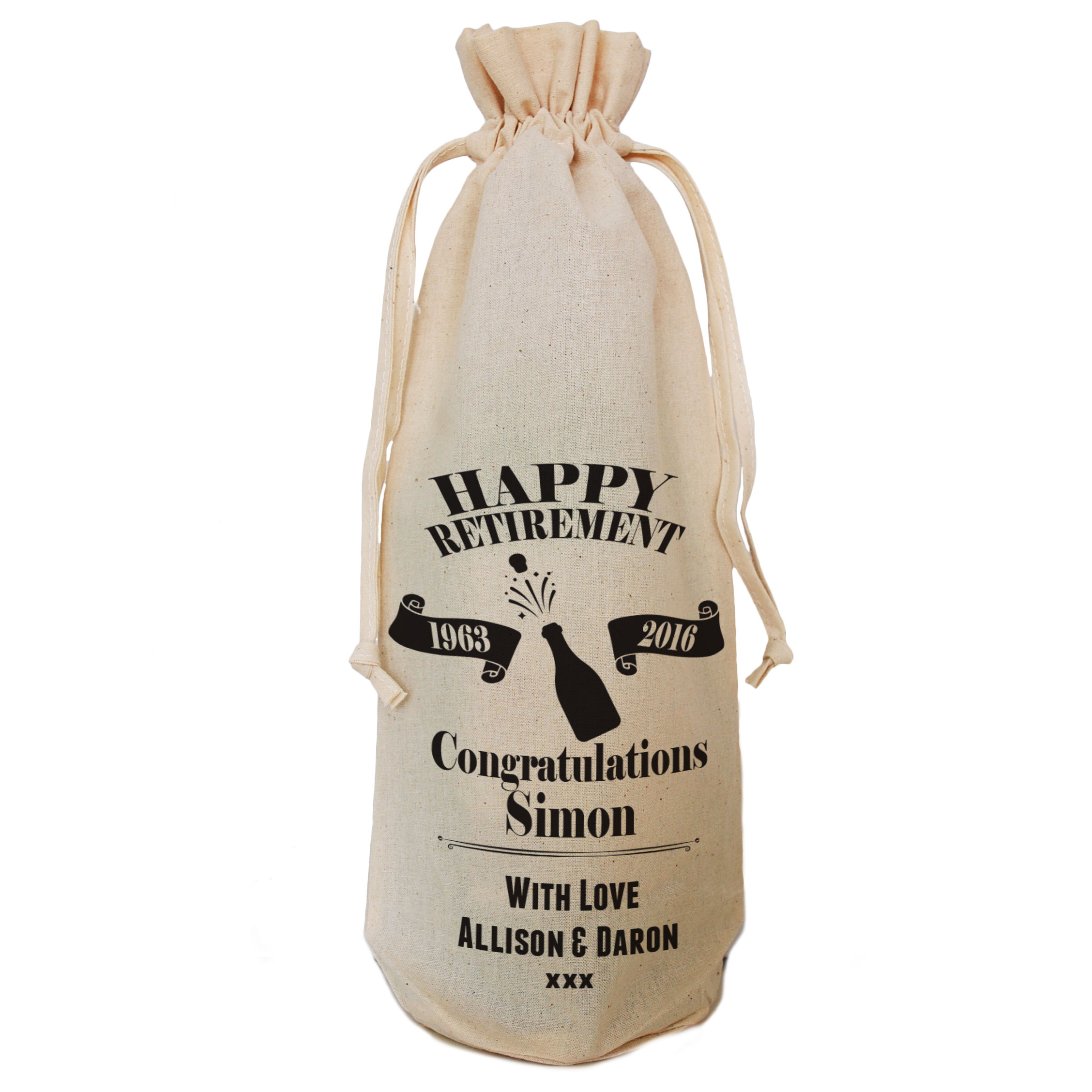 PERSONALISED COTTON BOTTLE GIFT BAGS