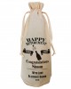 Happy Retirement Personalised Cotton Wine Bottle Gift Bag. Draw String Neck Tie.