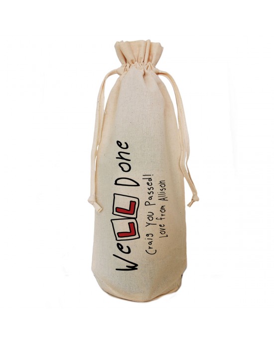 Personalised Driving test pass gift bottle bag. Well done....