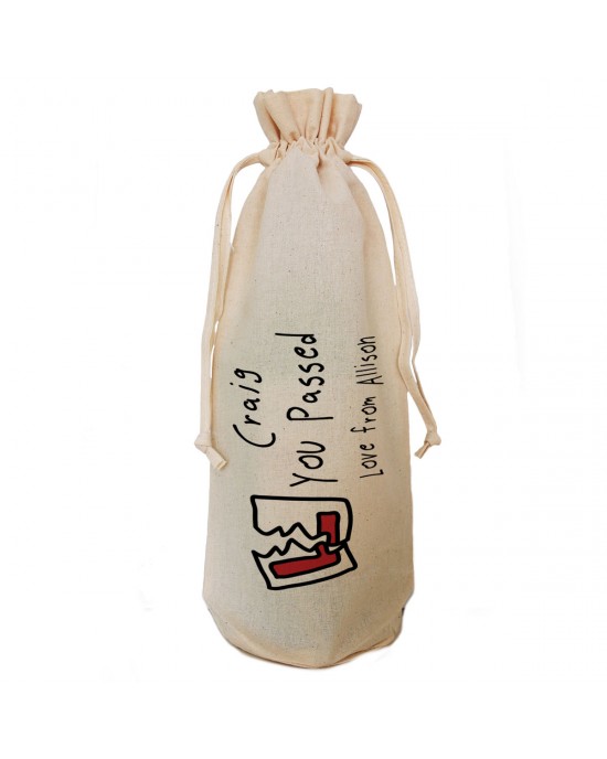 Congratulations Driving Test Pass Gift Personalised gift bottle bag.