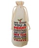 Personalised Christmas Colourful Fun Message Bottle Bag. Great Gift in Natural Cotton. Draw String Neck Tie
