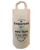 Personalised Christmas Bottle Bag Great gift Natural Cotton With handles. Gift With a personal message.